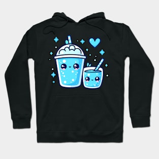 Cute Blue Boba Tea Drink in Kawaii Style with a Heart | Kawaii Food Art Lover Hoodie